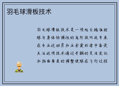 羽毛球滑板技术